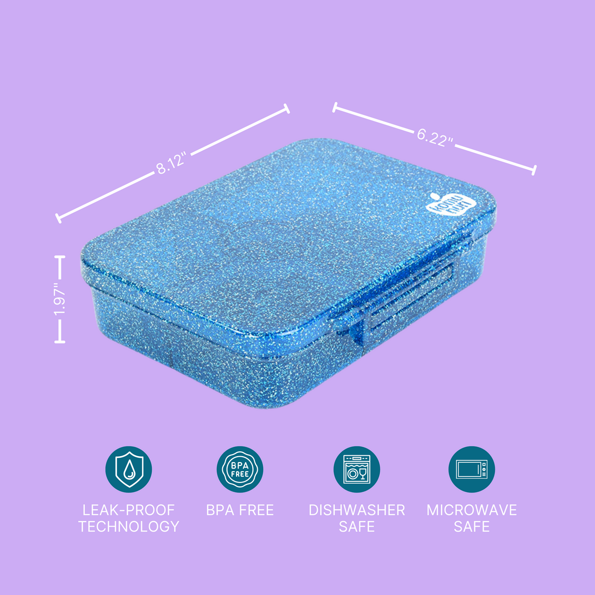 Premium Tritan LeakProof Bento Lunch Box - 4 or 5 Compartments - Glitter -  Blue