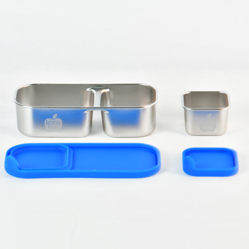 Bundle - Komunuri Leakproof Stainless Steel Bento Lunch Box & Stainless Steel Snack Box - Electric Blue