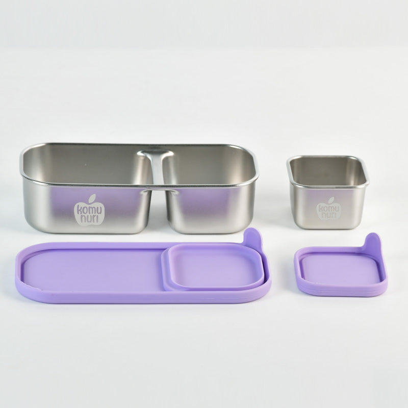 Komunuri Leakproof Stainless Steel Snack Box - Set of 2 - Lavender