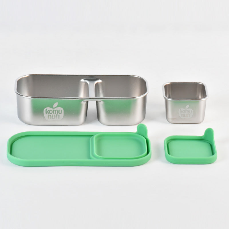 Bundle - Komunuri Leakproof Stainless Steel Bento Lunch Box & Stainless Steel Snack Box - Mint Aqua
