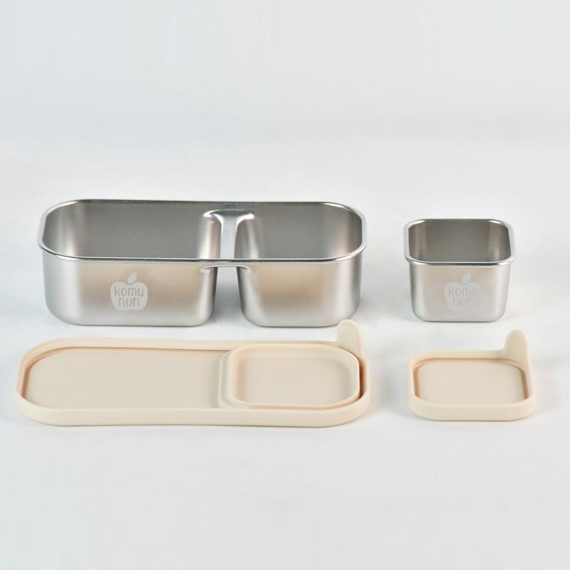 Komunuri Leakproof Stainless Steel Snack Box - Set of 2 - Ivory Cream