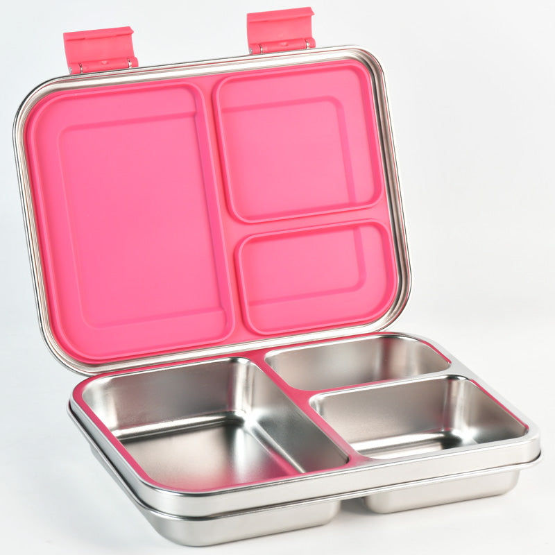 Bundle - Komunuri Leakproof Stainless Steel Bento Lunch Box & Stainless Steel Snack Box - Bubblegum Pink
