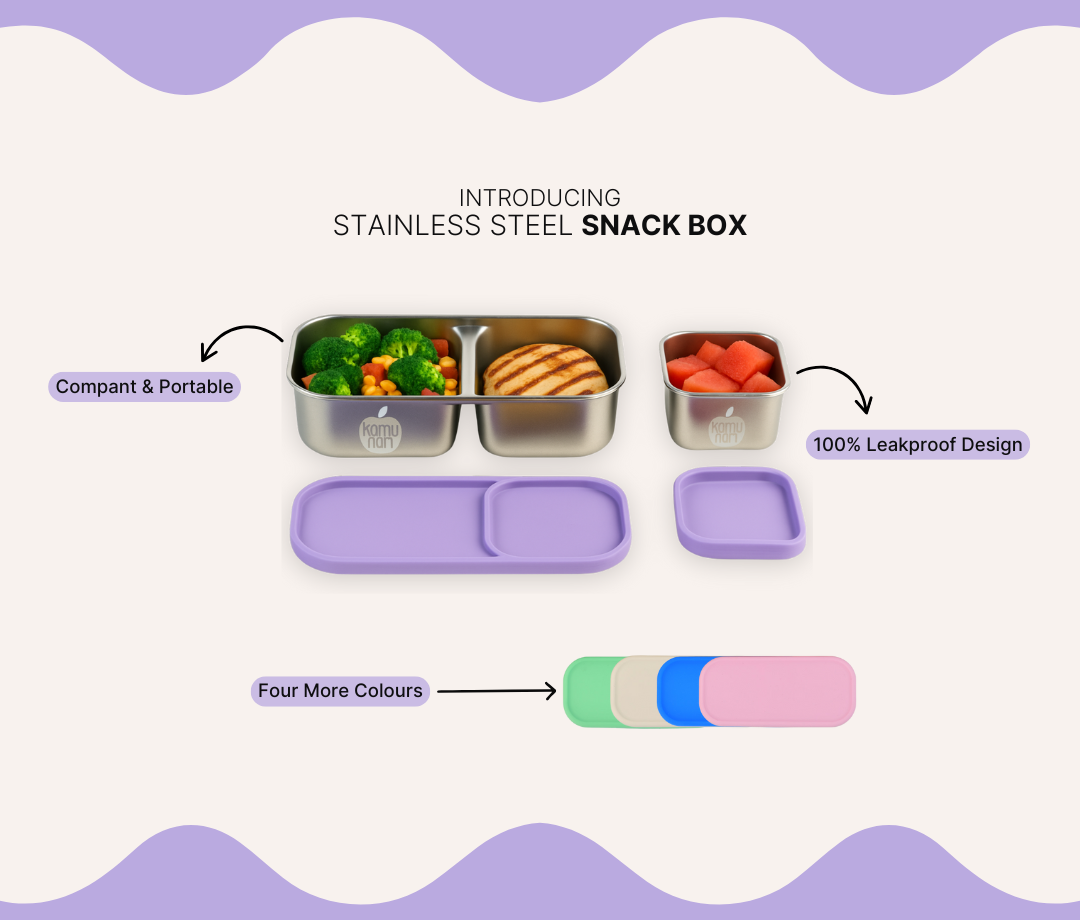 Bundle - Komunuri Leakproof Stainless Steel Bento Lunch Box & Stainless Steel Snack Box - Electric Blue