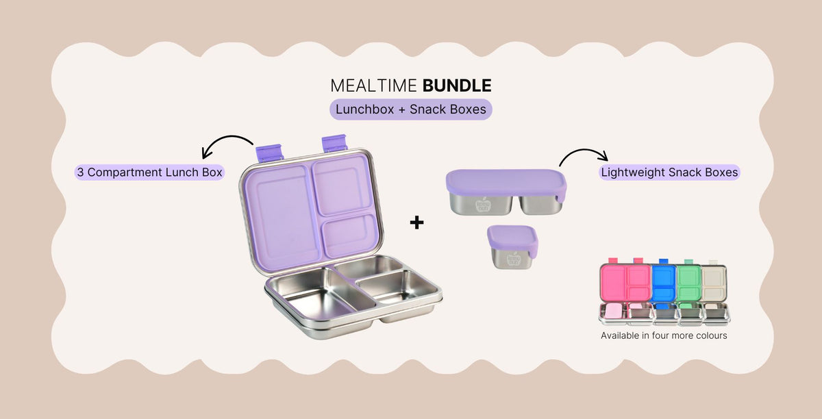 Bundle - Komunuri Leakproof Stainless Steel Bento Lunch Box & Stainless Steel Snack Box - Electric Blue