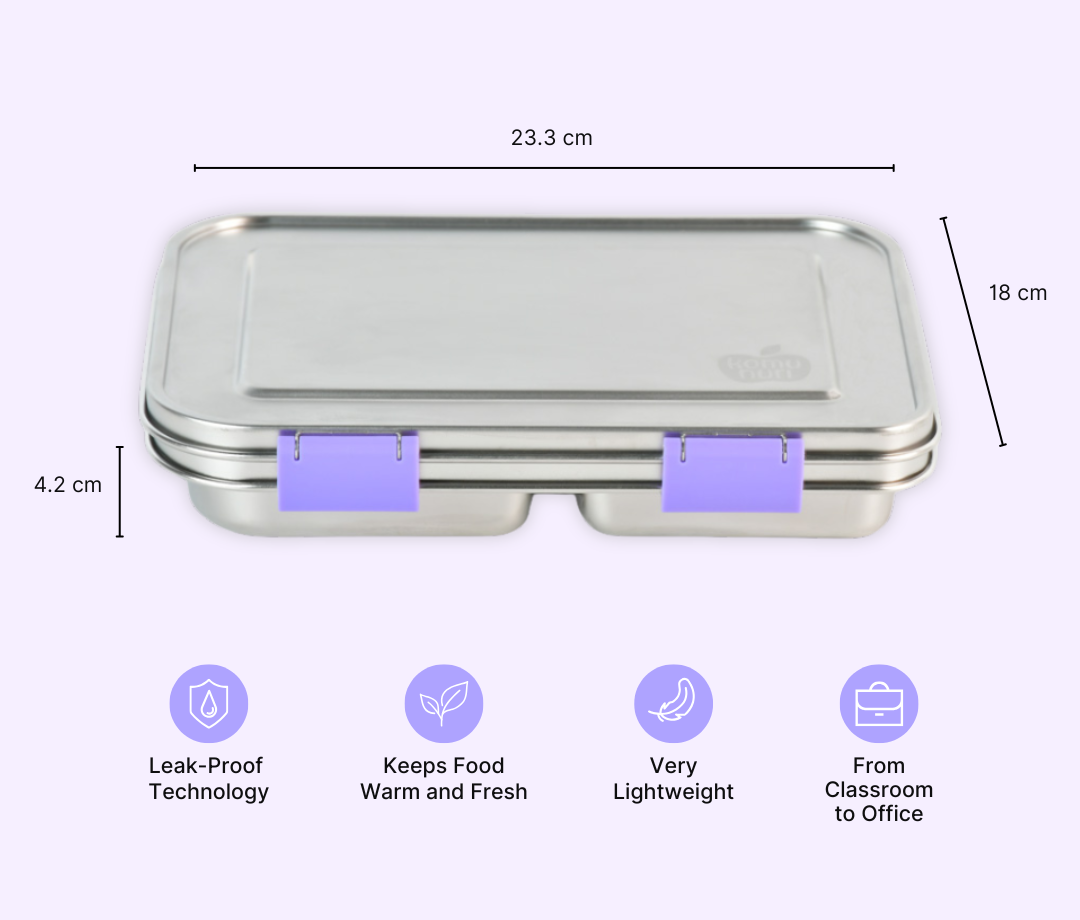 Bundle - Komunuri Leakproof Stainless Steel Bento Lunch Box & Stainless Steel Snack Box - Lavender