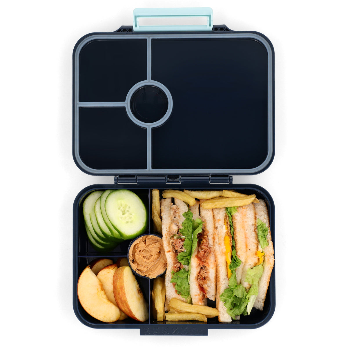 Premium Tritan LeakProof Bento Lunch Box - 4 or 5 Compartments - Deep Blue - Vehicles